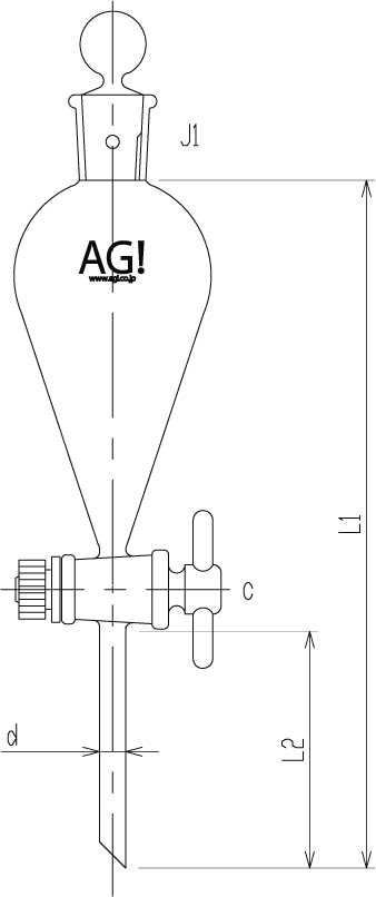 AGCテクノグラス・IWAKI 共通摺合せ分液ロート（スキーブ形） 200mL 下部栓：共通摺合せ15 25 1個 6415FS200-15R  容器・試験管