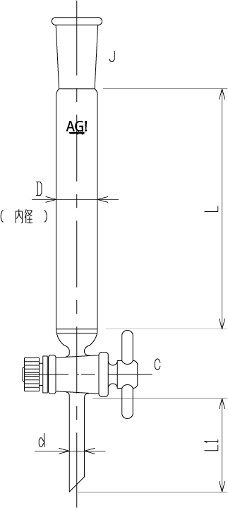 クライミング クロマト管 （G2フィルター付・テフロンコック付） 80×L500 CL0155-08-202