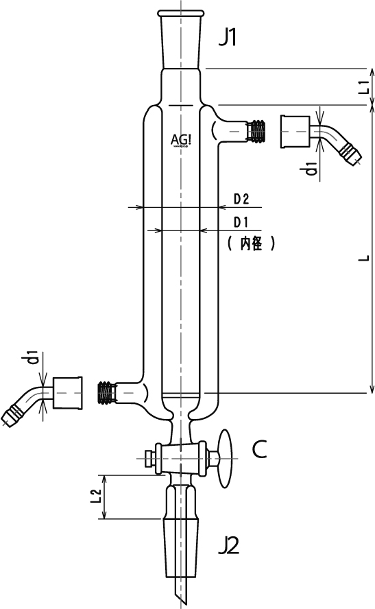 クライミング クロマト管 （G2フィルター付・テフロンコック付） 80×L500 CL0155-08-202